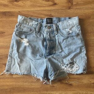 Women's Distressed Denim Shorts - Light Blue